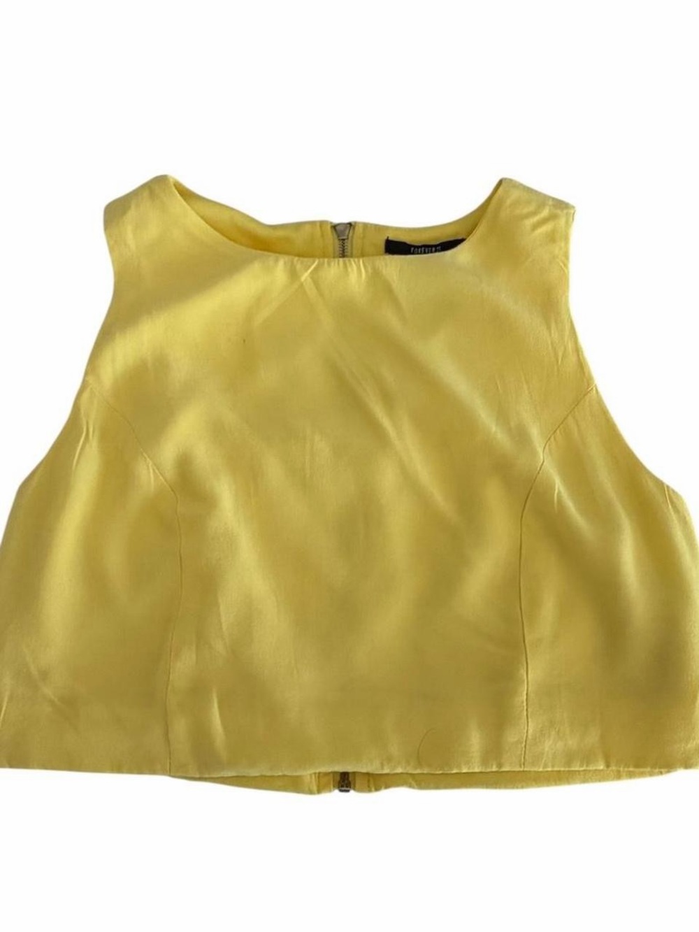 Forever 21 Yellow Satin Cropped Sleeveless Tank Top Size Small - Picture 3 of 5